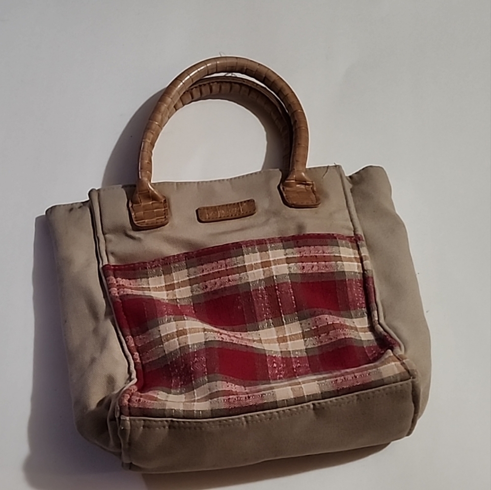 Longaberger Mini Bag with Red and Tan Plaid